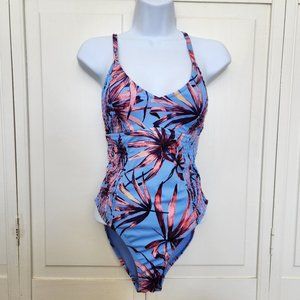 Jessica Simpson One piece lilac floral tropical swimsuit